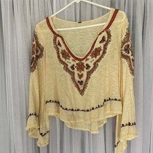 Free People Long Sleeve Bell Sleeve Top